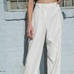Brandy Melville White Linen Trouser Pants